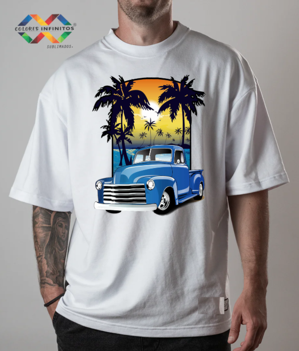 Producto - REMERA - CAMIONETA VINTAGE- ALGODON OVERSIZE TALLE XXL - 0