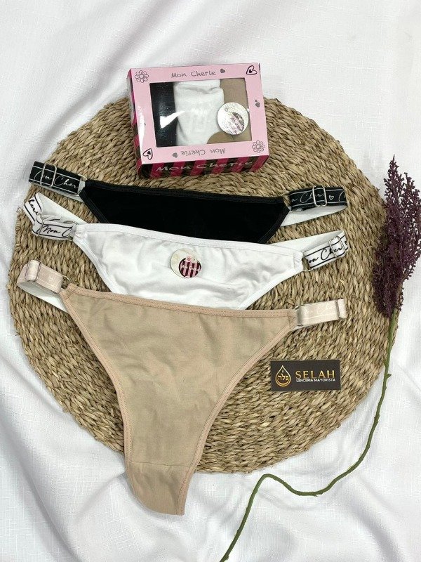 Producto - Art 1324- MON CHERIE- Pack X3 Colaless Regulable de Algodón Tira Ancha T: UNICO