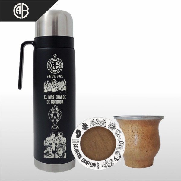 Producto - SET MATE PERSONALIZADO + TERMO MEDIA MANIJA BELGRANO CAMPEÓN V2 - 2