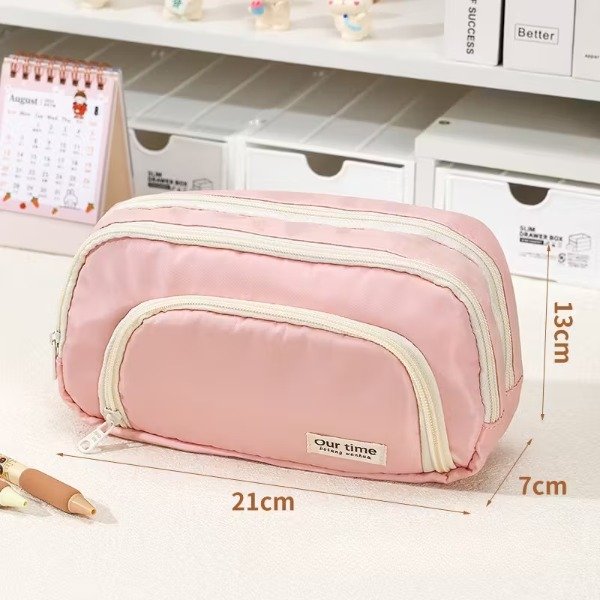 Producto - Cartuchera Rosa Pastel 3 divisiones