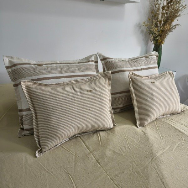 Producto - Combo x4 Almohadones - 50x60 + 40x50 - Crudo con Tonos Beige - Tela Tusor - 1