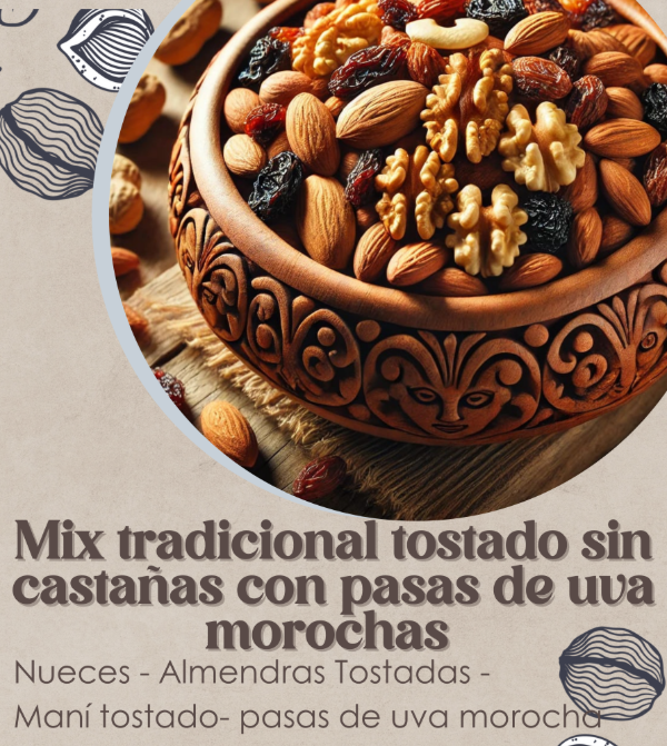 Producto - Mix tradicional tostado sin castañas con pasas de uva