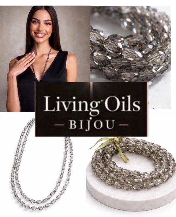 Producto - Collar estilo Sautoir Elegante Gris Fumé