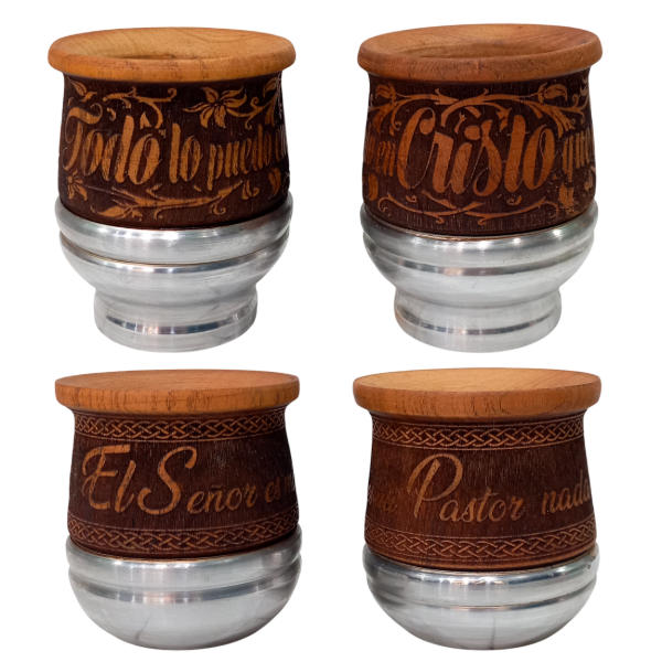 Producto - PROMO Mates De Madera Calden Con Base De Aluminio Grabado (PACK X2 UNIDADES)