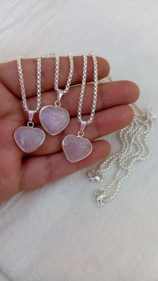 Producto - Collar Cuarzo Rosa - Corazón