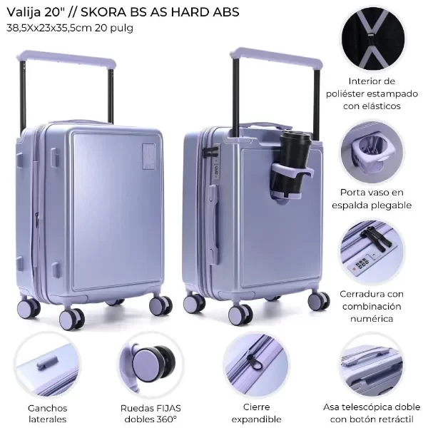 Producto - VALIJA CARRY ON SKORA BS AS HARD ABS LILA 20" 441515