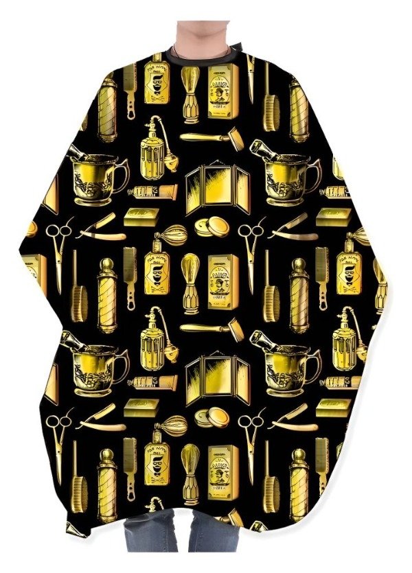 Producto - Capa barberia negra dorada
