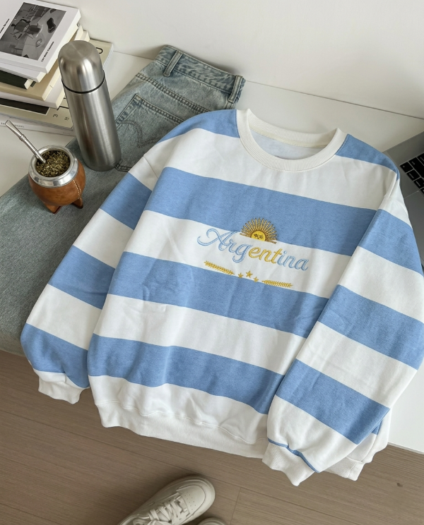 Producto - Buzo over frisado - ARG Celeste