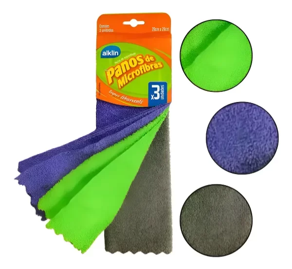 Producto - Paños de Microfibra x 3 unidades ALKLIN