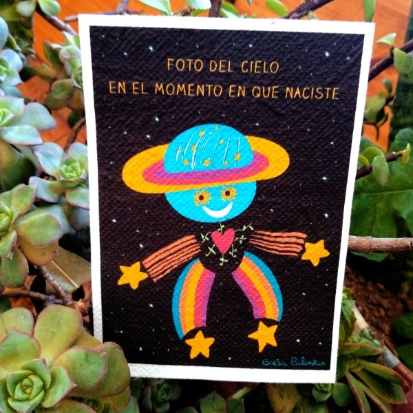 Producto - POSTAL PLANTABLE 84: "Foto del cielo en el momento en que naciste"