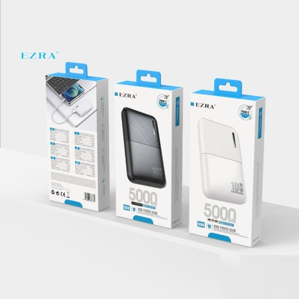 Producto - Cargador Portátil EZRA Con Pantalla Led de 5000mAh + 2USB-2TPC PB95-1 EZ-S49.