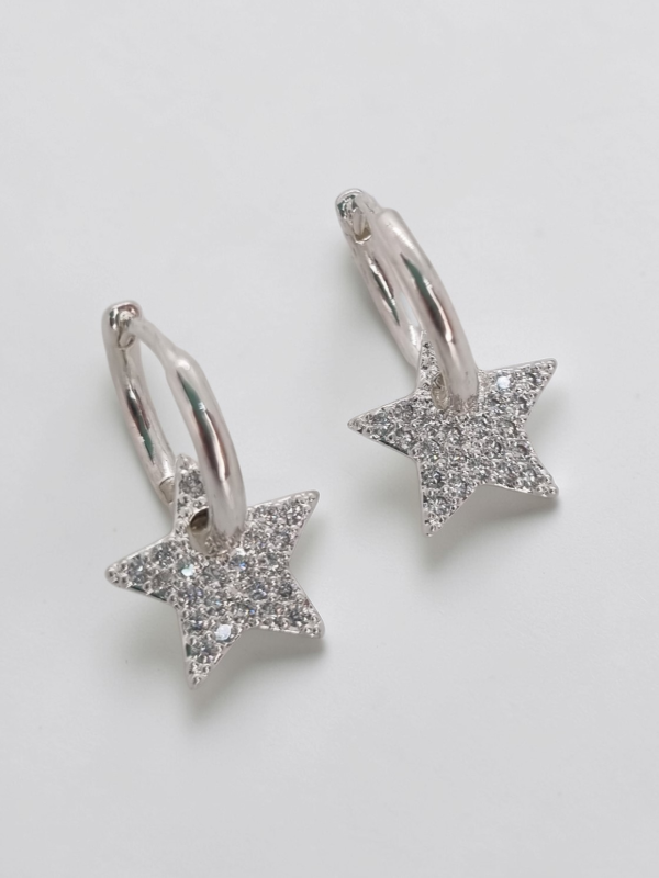 Producto - Aros acero blanco argollita cubanos dije pasante forma strass plat