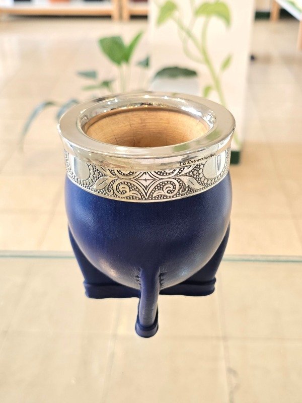 Producto - Mate imperial alpaca cuero azul
