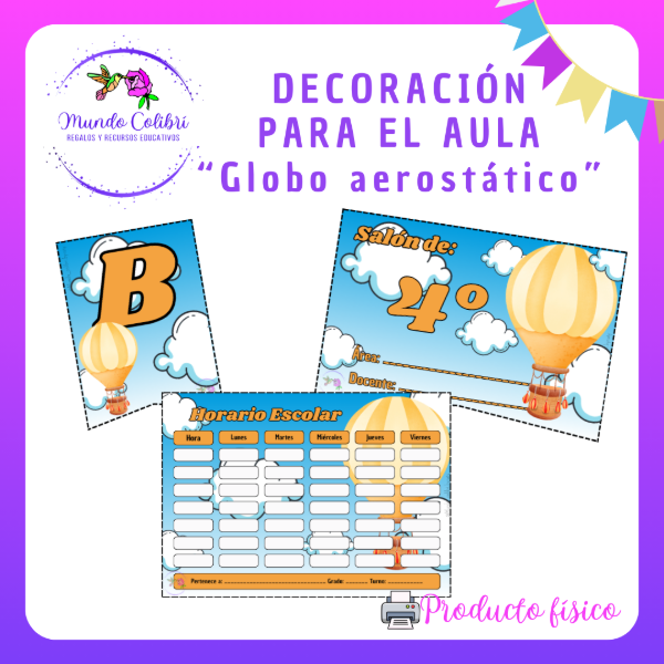 Producto - Deco para el aula "Globo aerostático" (Impreso)