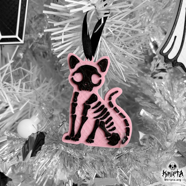 Producto - Adorno de Navidark - Gato esqueleto rosa