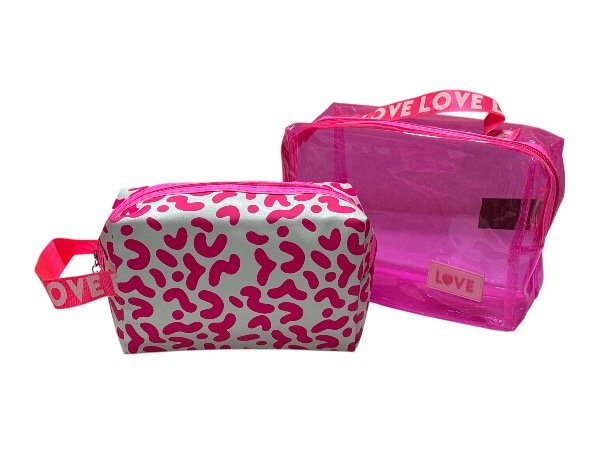 Producto - Neceser doble grande animal Print fucsia