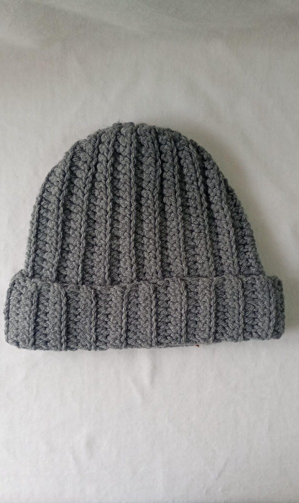 Producto - GORRO PARA INVIERNO A CROCHET COLOR GRIS PARA ADULTO