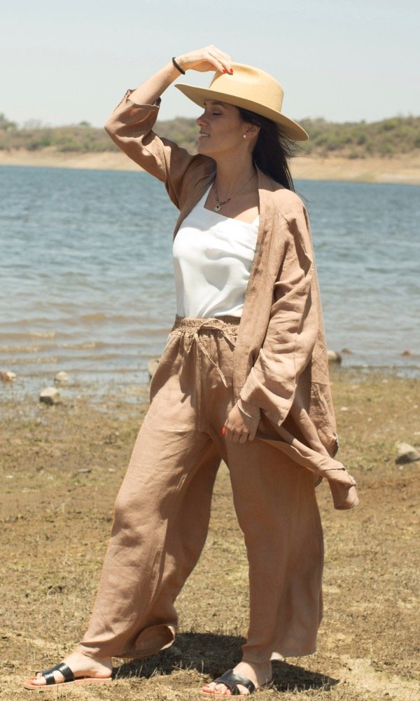 Producto - Conjunto de Dos Piezas 100 Lino Camel Ostuni