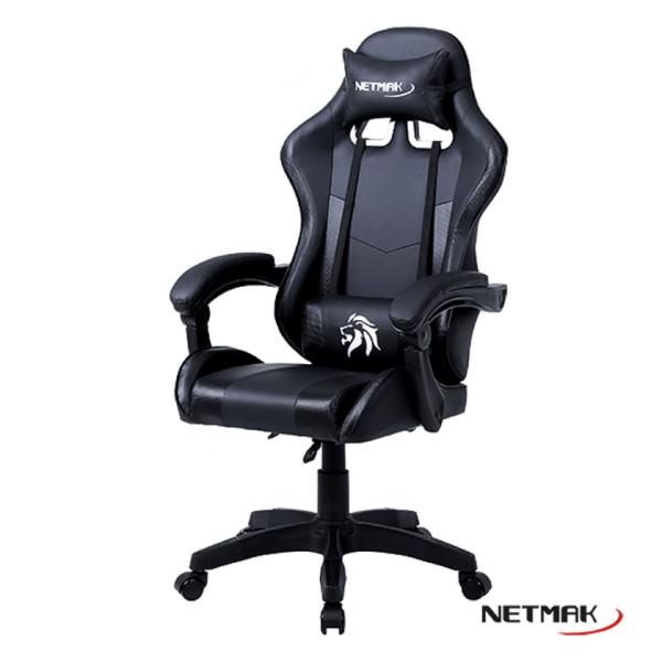 Producto - Silla gamer -apoyabrazos -5 ruedas 50mm -respaldo reclinable -2 almohadones