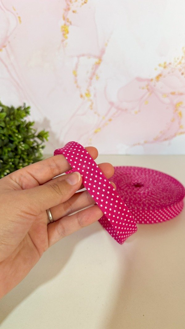Producto - Cinta bies puntitos fucsia - 3mts