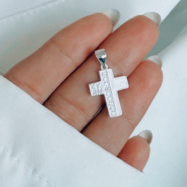 Producto - Dije Cruz Plata 925 Y Nácar