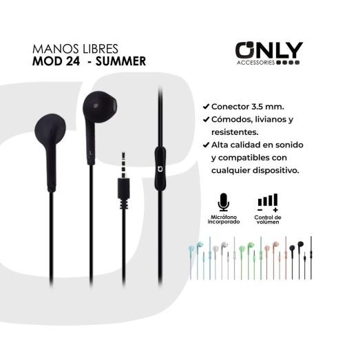 Producto - Auricular 3.5mm Only Summer NEGRO