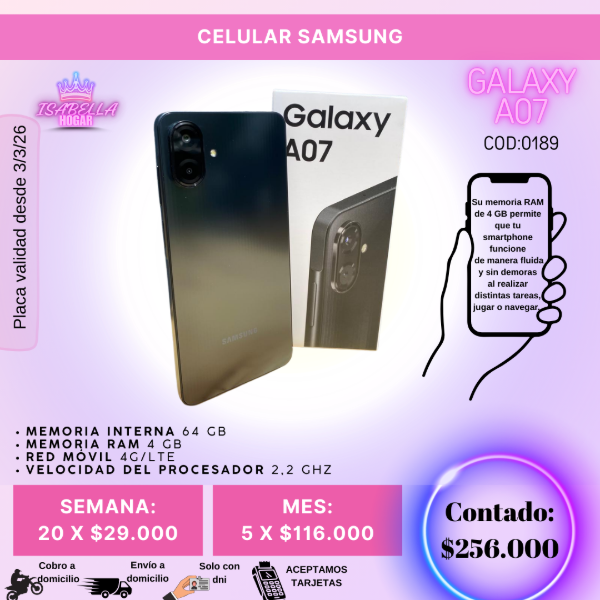 Producto - CELULAR SAMSUNG A07 COD:0189