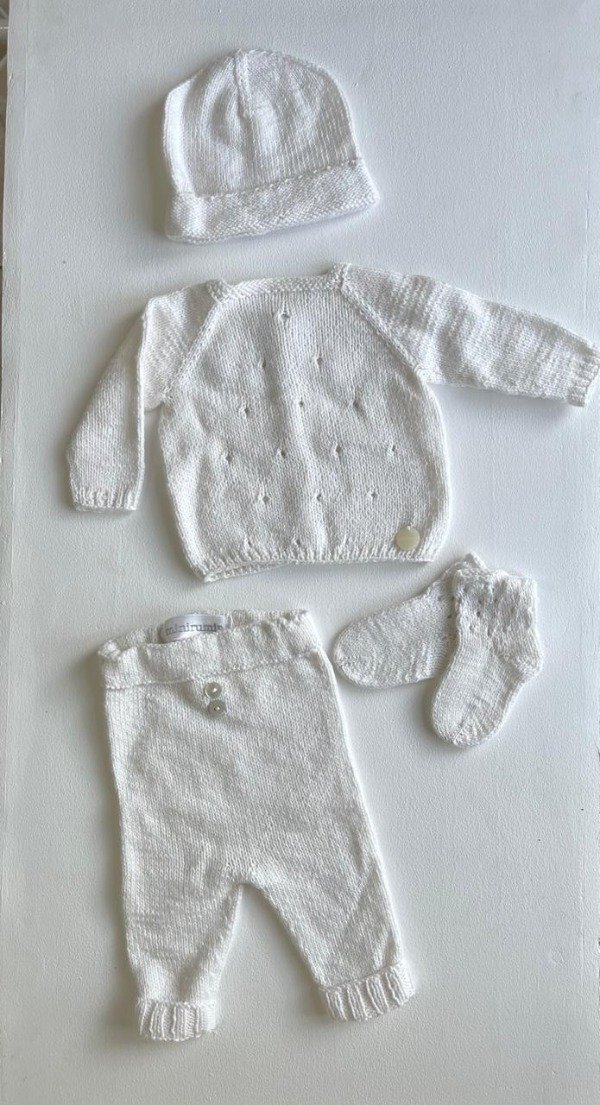 Producto - Ajuar de punto algodón blanco - Minirumin
