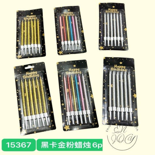 Producto - BLISTER X6 VELAS COLOR CON GLITTER 15367