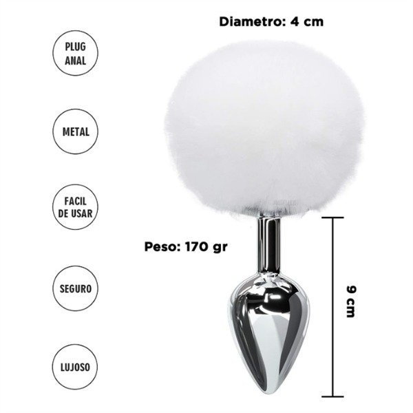 Producto - Plug Con Cola de Conejo Blanca Grande