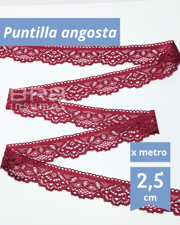 Producto - [P05] Puntilla Angosta 2,5 cm - Bordó (x Metro)