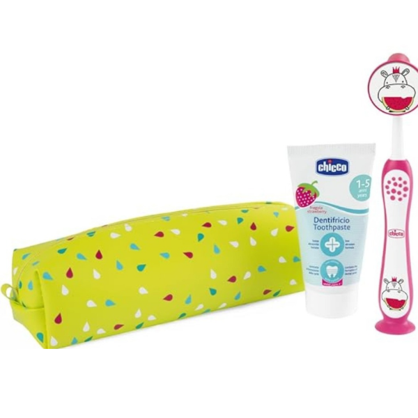 Producto - Set cartuchera + cepillo + dentífrico rosa