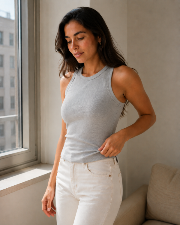 Producto - Musculosa Gema Ribb gris - 1