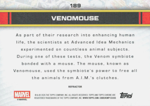 Producto - 2026 Topps Chrome Marvel  #189 - Venomouse - 1