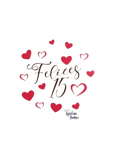 Producto - Vinilo Felices 15 con Corazones 17 x 10.50 cm.