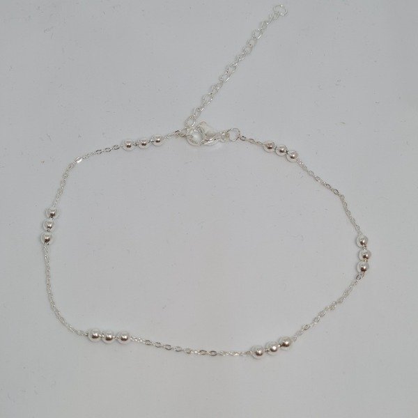 Producto - Tobillera de acero blanco 3 bolitas
