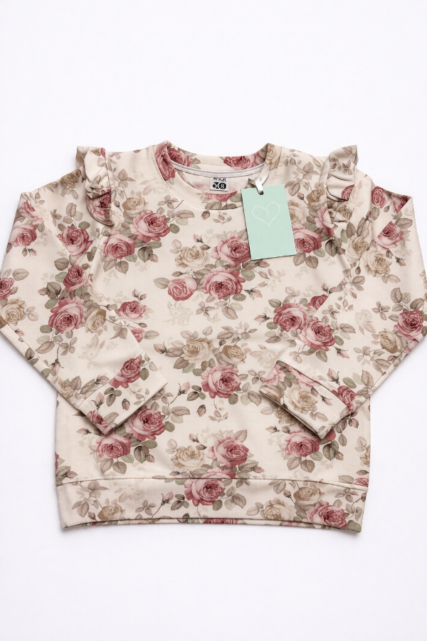 Producto - Buzo frisa elastizada tostado flores