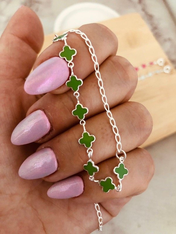 Producto - Tobillera mini Van Cleef Verde inglés Plata 900
