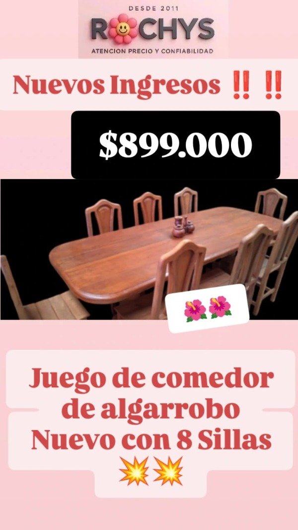 Producto - JUEGO DE COMEDOR DE ALGARROBO 8 SILLAS NUEVOS