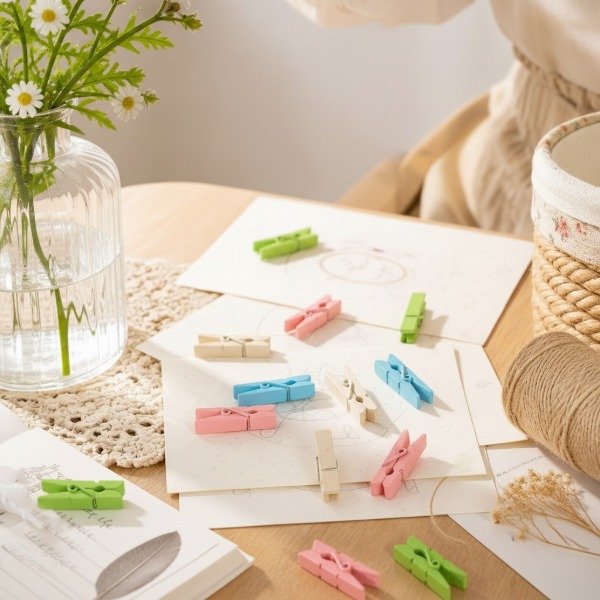 Producto - BROCHES DE MADERA PARA ARTESANIAS COLOR PASTEL 3.5CM X16U - 1