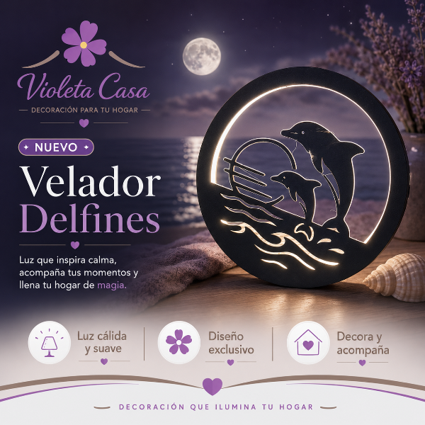 Producto - Velador Delfines con Violeta Sense - 0