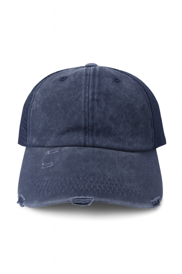 Producto - Gorra color azul oscuro, Lisa estilo Trucker Vintage, desgastada, Unisex