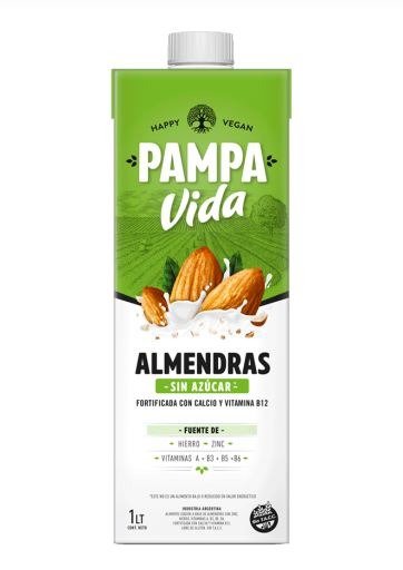 Producto - Leche De Almendras SIN AZUCAR Sin Esencias Sin Gluten Pampa Vida 1lt