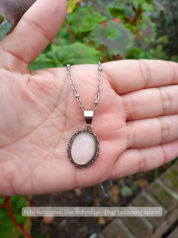 Producto - Dije Cuarzo Rosa - Camafeo Vintage