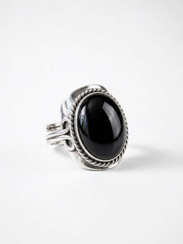 Producto - Anillo Ajustable de Obsidiana Negra - 1