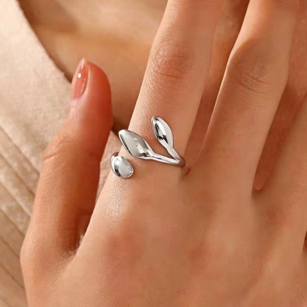 Producto - Anillo Feliz Hoja plateado - 0