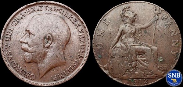 Producto - Reino Unido - 1 Penique (1912) KM #810 - Casa de Sajonia-Coburgo-Gotha