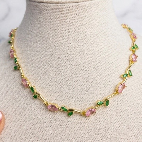 Producto - Gargantilla Gardenia Tulipán Gold Pink-Enchapado en oro 18k