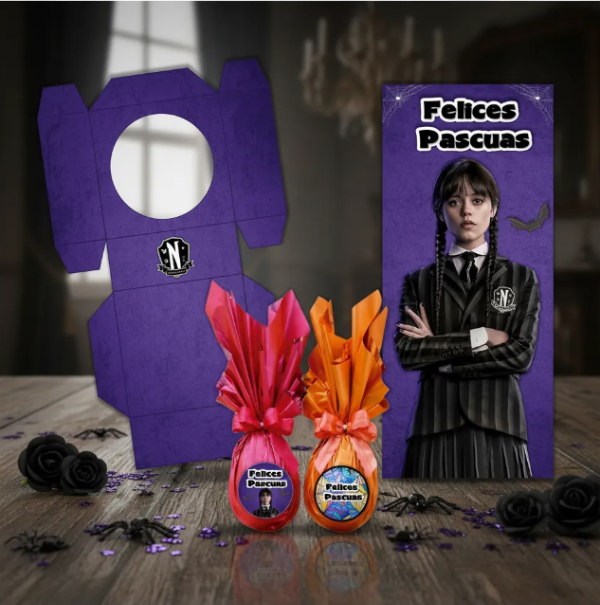 Producto - Kit Imprimible Porta Huevo Felices Pascuas Merlina Addams - 2