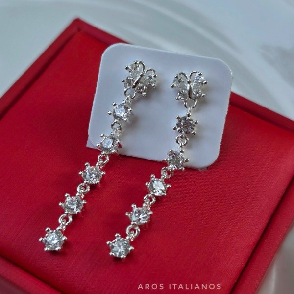 Producto - Aros italianos colgantes mariposa y piedras
